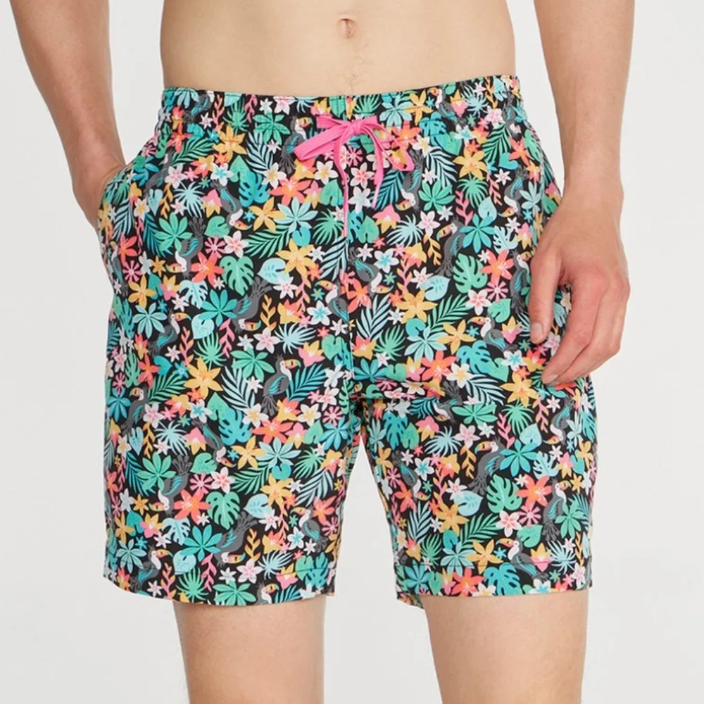 Chubbies The Bloomerangs Lined‎ Classic Swim Trunks in Black Floral Sz XXXL